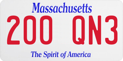 MA license plate 200QN3