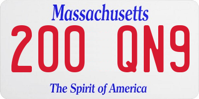MA license plate 200QN9
