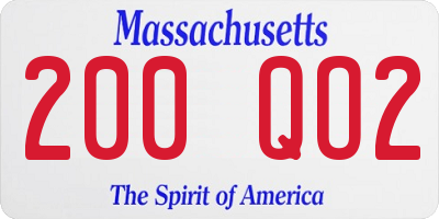 MA license plate 200QO2