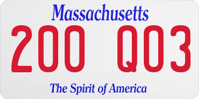 MA license plate 200QO3