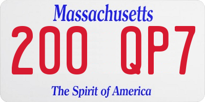 MA license plate 200QP7