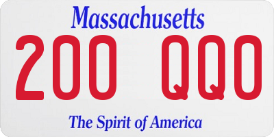 MA license plate 200QQ0