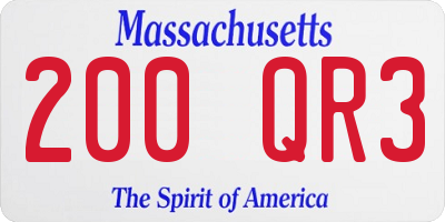MA license plate 200QR3