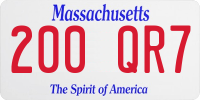 MA license plate 200QR7