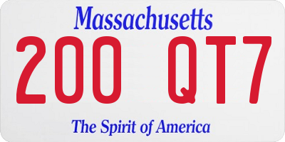 MA license plate 200QT7