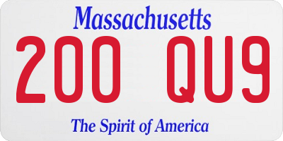 MA license plate 200QU9