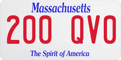 MA license plate 200QV0