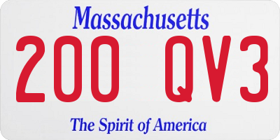 MA license plate 200QV3