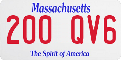MA license plate 200QV6