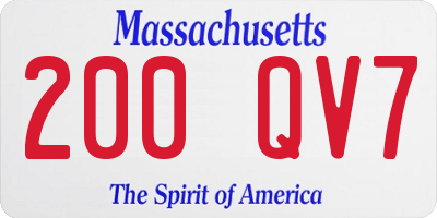 MA license plate 200QV7