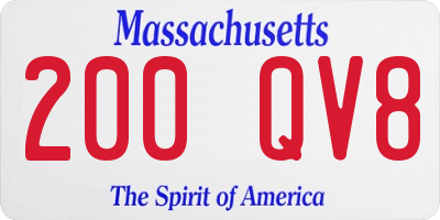 MA license plate 200QV8