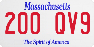 MA license plate 200QV9