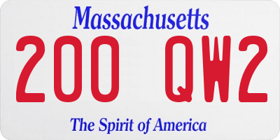 MA license plate 200QW2