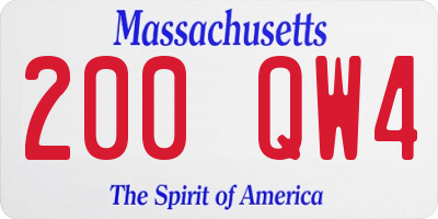 MA license plate 200QW4