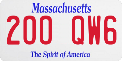 MA license plate 200QW6