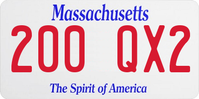 MA license plate 200QX2
