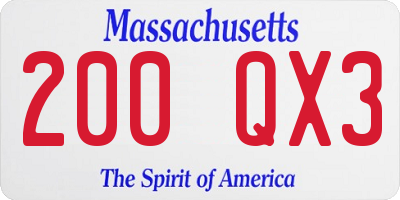 MA license plate 200QX3