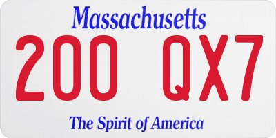 MA license plate 200QX7
