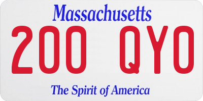 MA license plate 200QY0