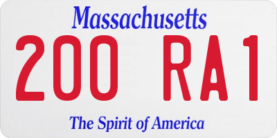 MA license plate 200RA1