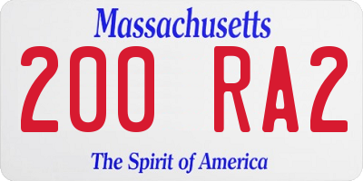MA license plate 200RA2