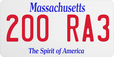 MA license plate 200RA3