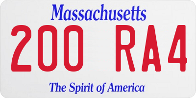 MA license plate 200RA4