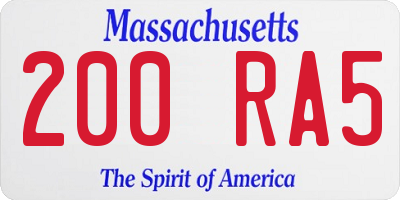 MA license plate 200RA5