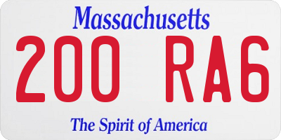 MA license plate 200RA6