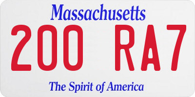 MA license plate 200RA7