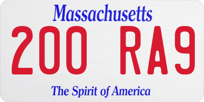 MA license plate 200RA9