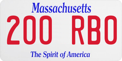 MA license plate 200RB0
