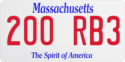 MA license plate 200RB3