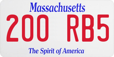 MA license plate 200RB5