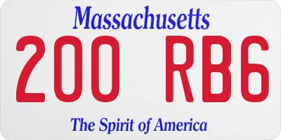 MA license plate 200RB6