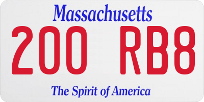 MA license plate 200RB8