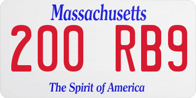 MA license plate 200RB9