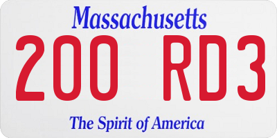 MA license plate 200RD3