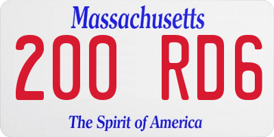 MA license plate 200RD6