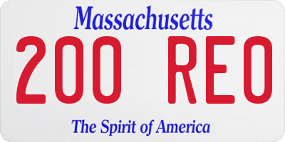 MA license plate 200RE0