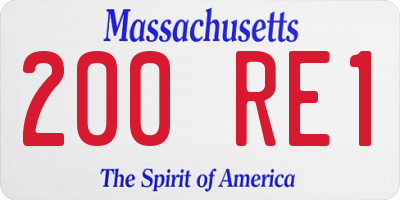 MA license plate 200RE1