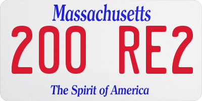 MA license plate 200RE2