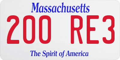 MA license plate 200RE3