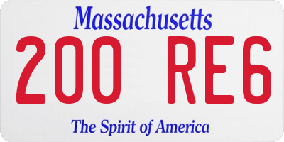 MA license plate 200RE6