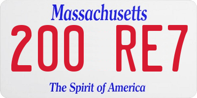 MA license plate 200RE7