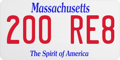 MA license plate 200RE8