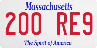 MA license plate 200RE9