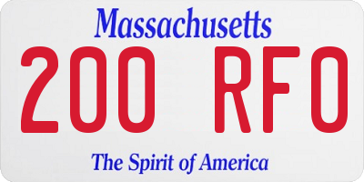 MA license plate 200RF0