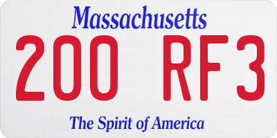 MA license plate 200RF3