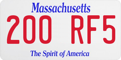 MA license plate 200RF5